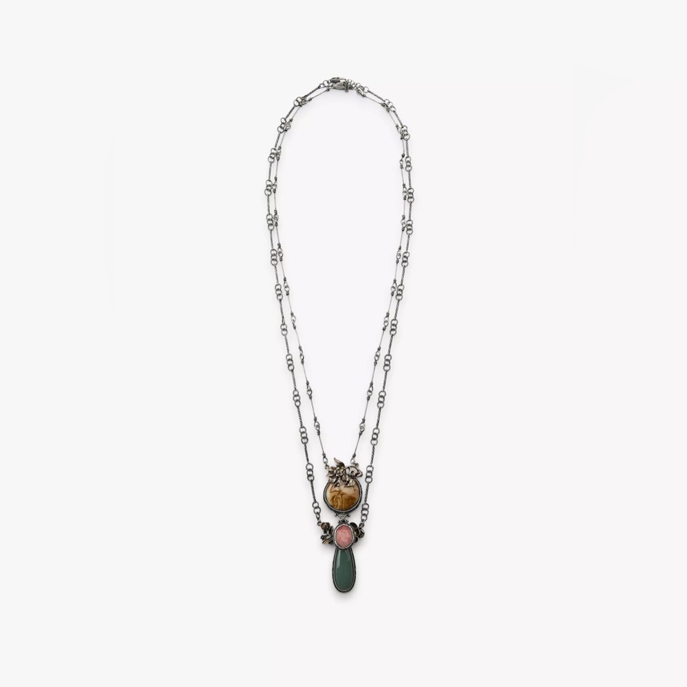 ZARA PACK OF 2 FLOWER AND STONE NECKLACES NWT